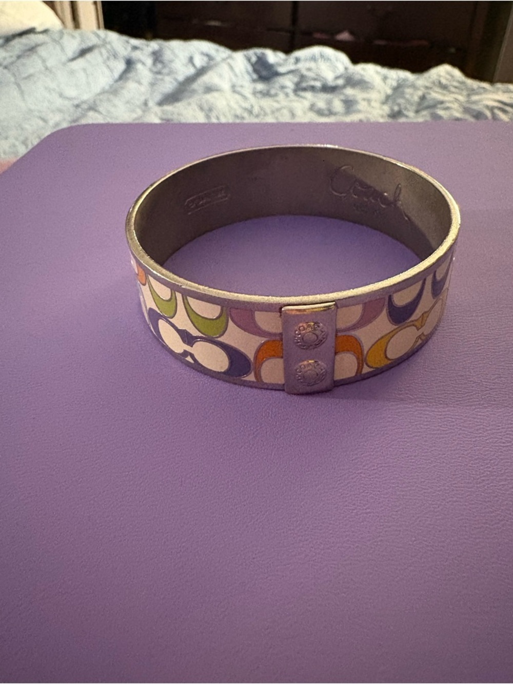 Coach Multicolor Signature C Enamel Bangle Bracelet